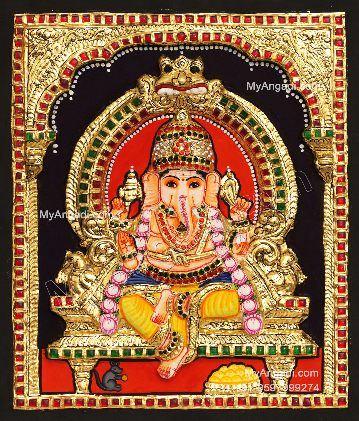 3D Ganesha Tanjore Painting
