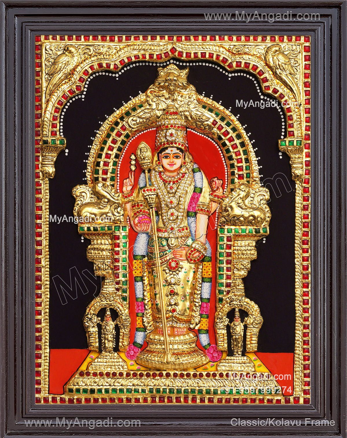 Thiruchendhur Murugan 3D Tanjore Painting