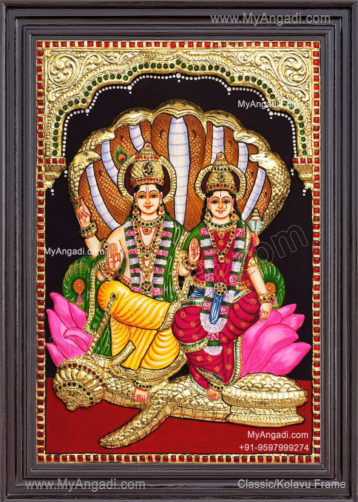 Vishnu Lakshmi 3D Tanjore Paintings