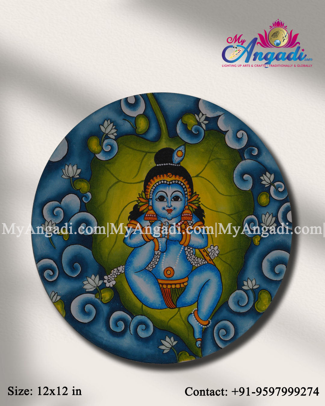 Baby Krishan Round Mural Painting