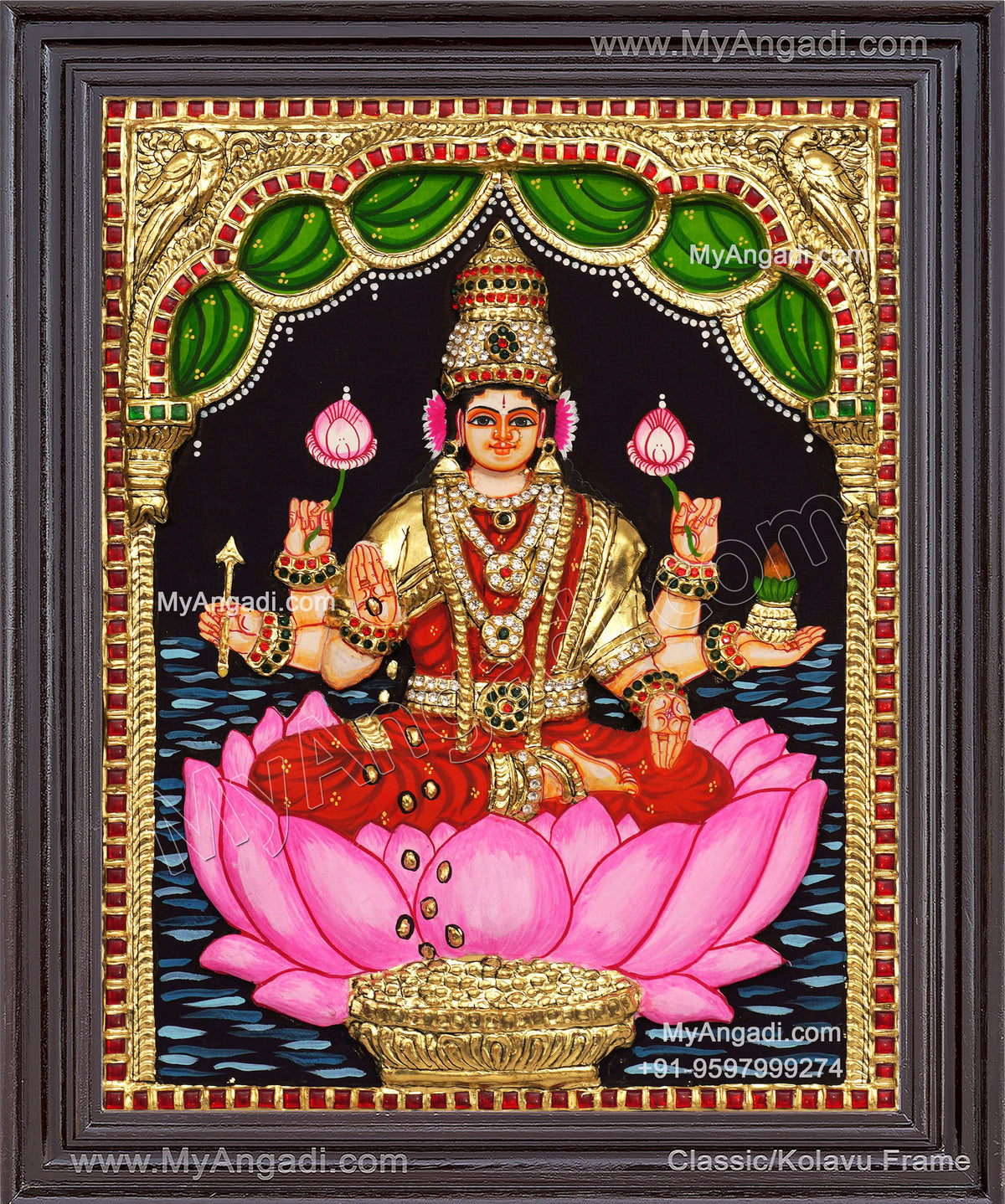 3D Lakshmi Devi Tanjore Painting