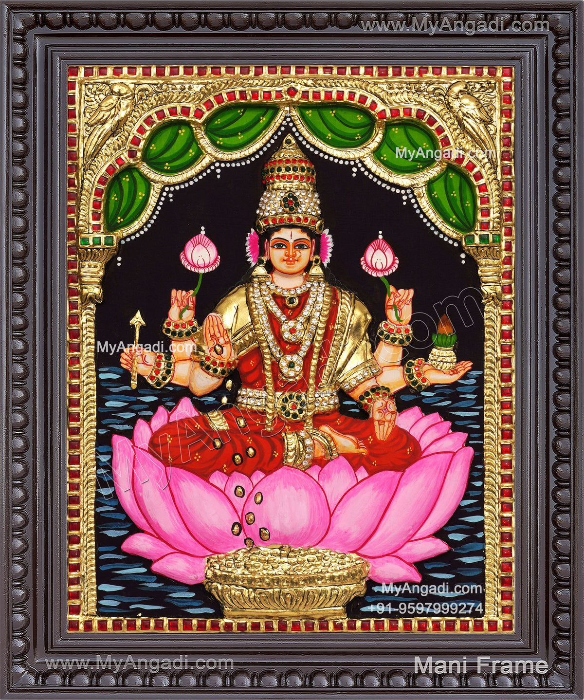 3D Lakshmi Devi Tanjore Painting