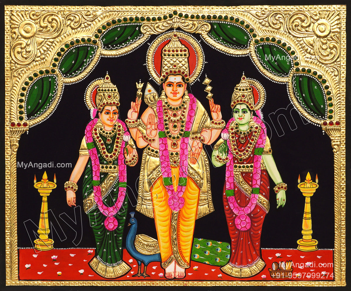 Murugan Valli Deivanai Tanjore Painting