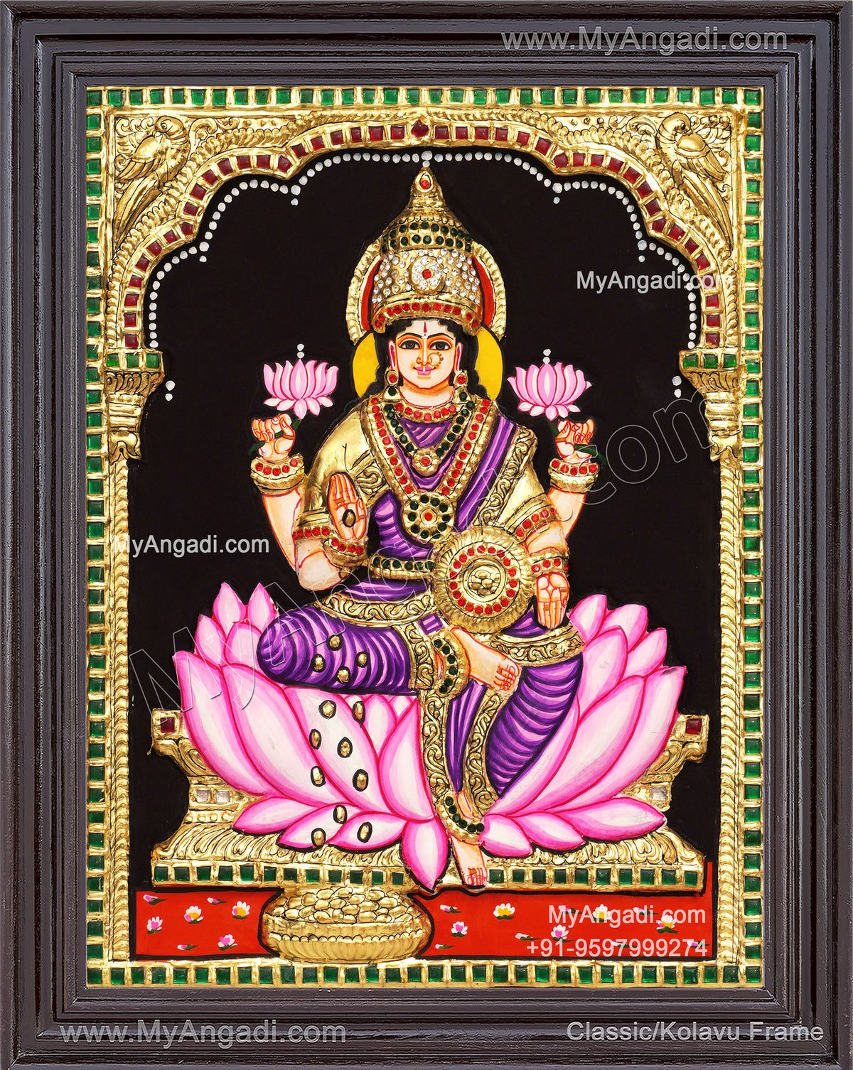 Embossed Mahalakshmi 3D Tanjore Painting