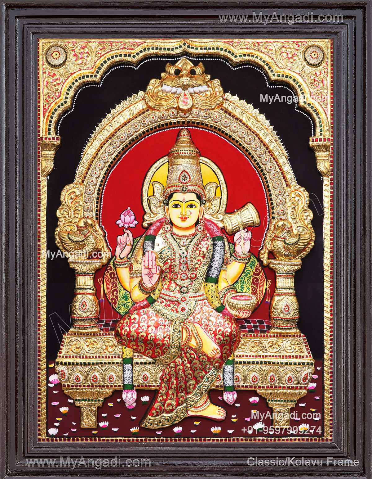 Embossed Chamundeshwari Amman Tanjore Painting