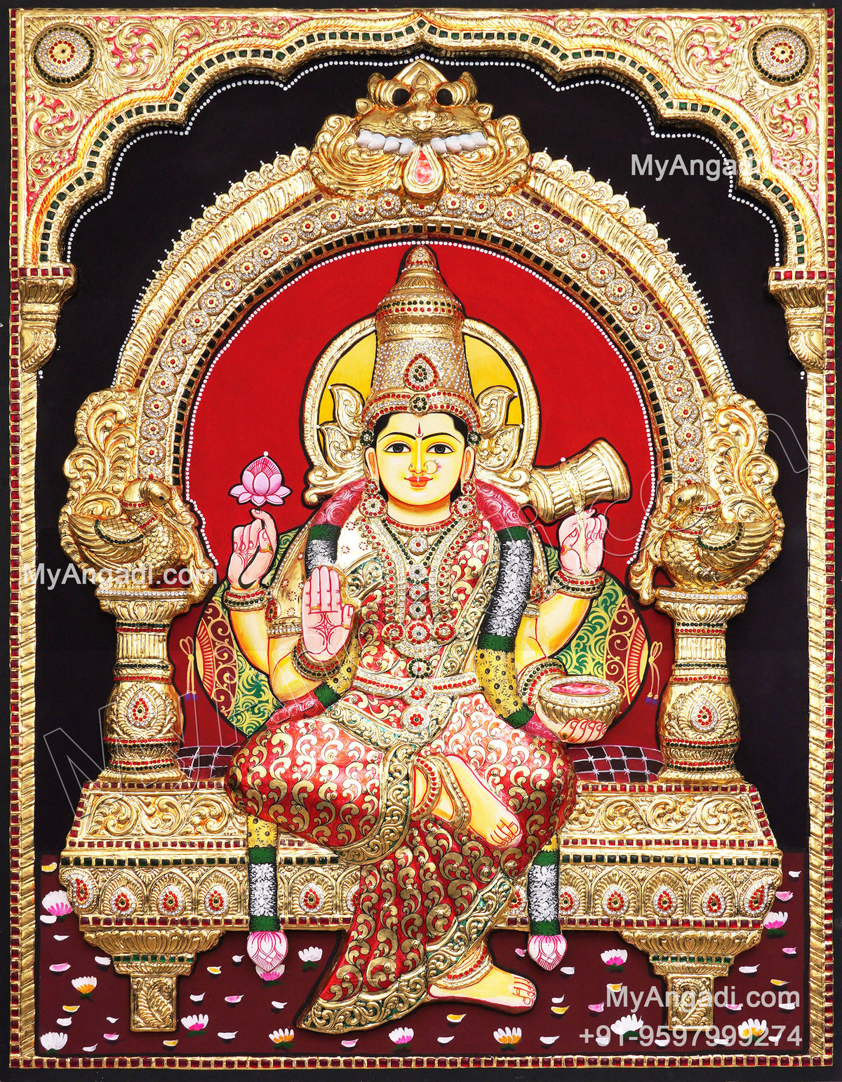 Embossed Chamundeshwari Amman Tanjore Painting
