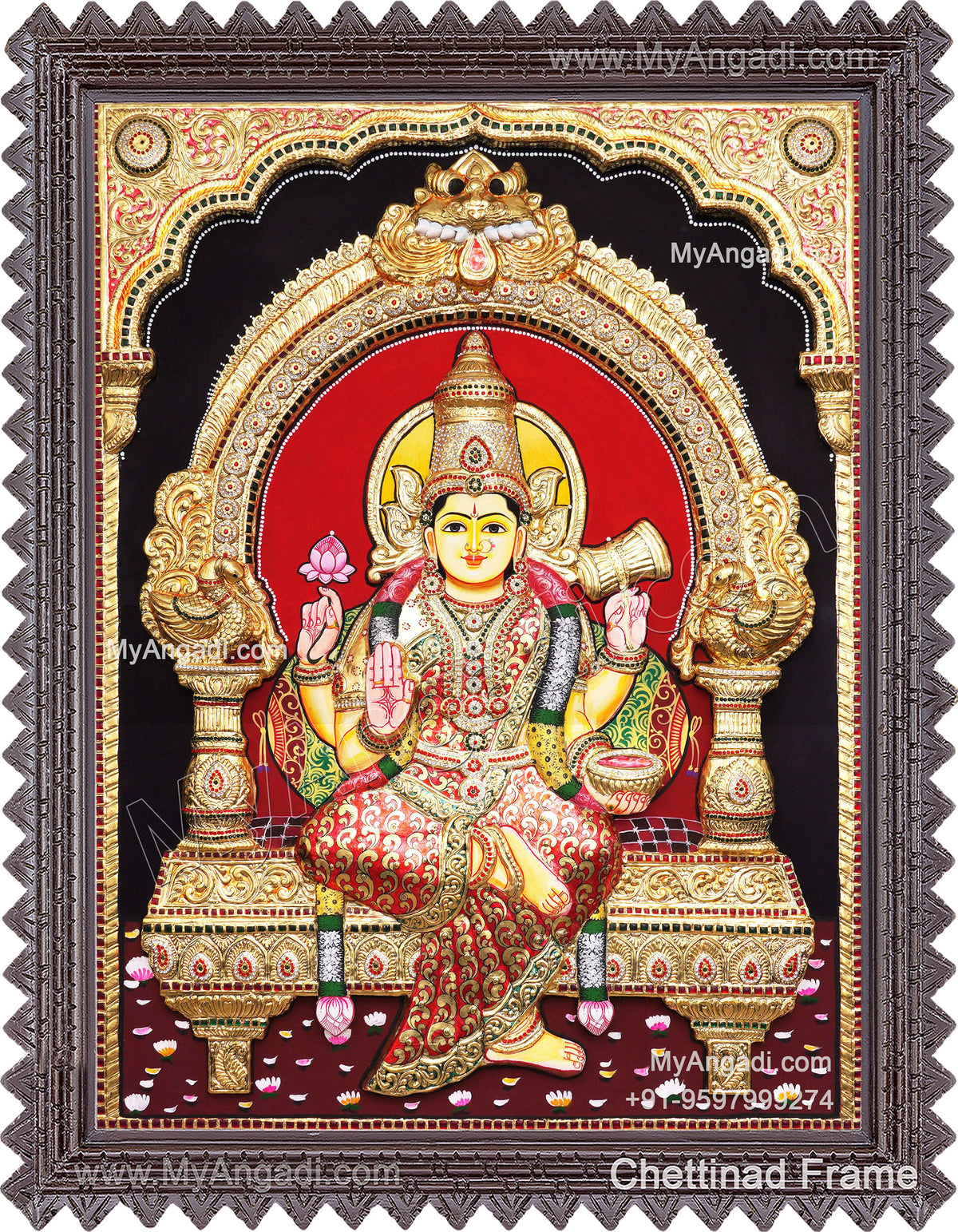 Embossed Chamundeshwari Amman Tanjore Painting
