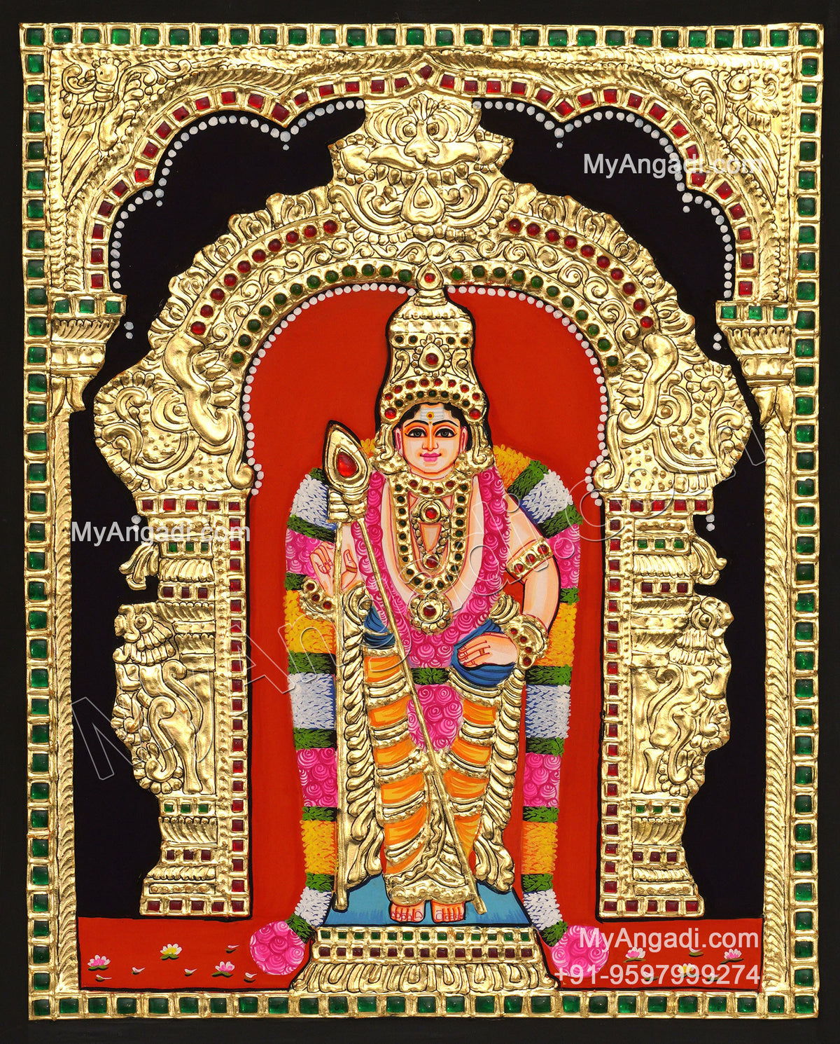 5 God - Ganesha, Lakshmi, Saraswathi, Balaji, Murugan Tanjore Paintings