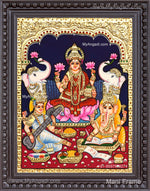 Ganesha Lakshmi Saraswathi Tanjore Painting