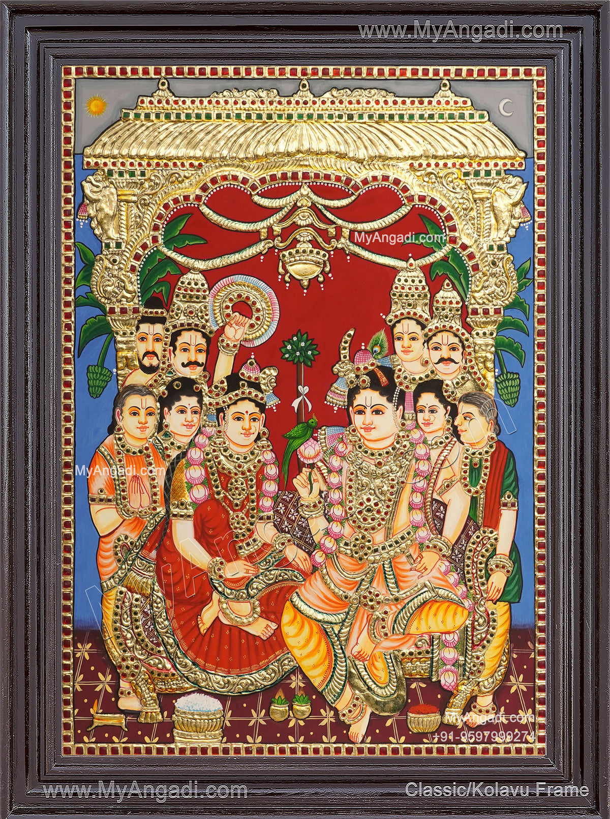 Krishna Rukmani Kalyanam Tanjore Painting