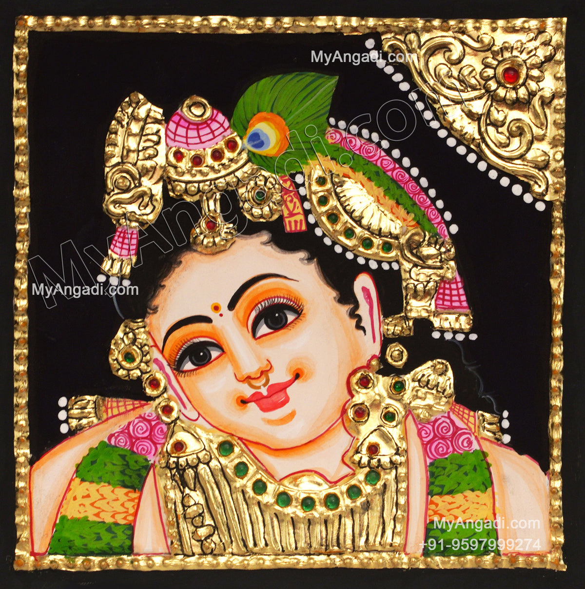 Small Krishna Tanjore Painting