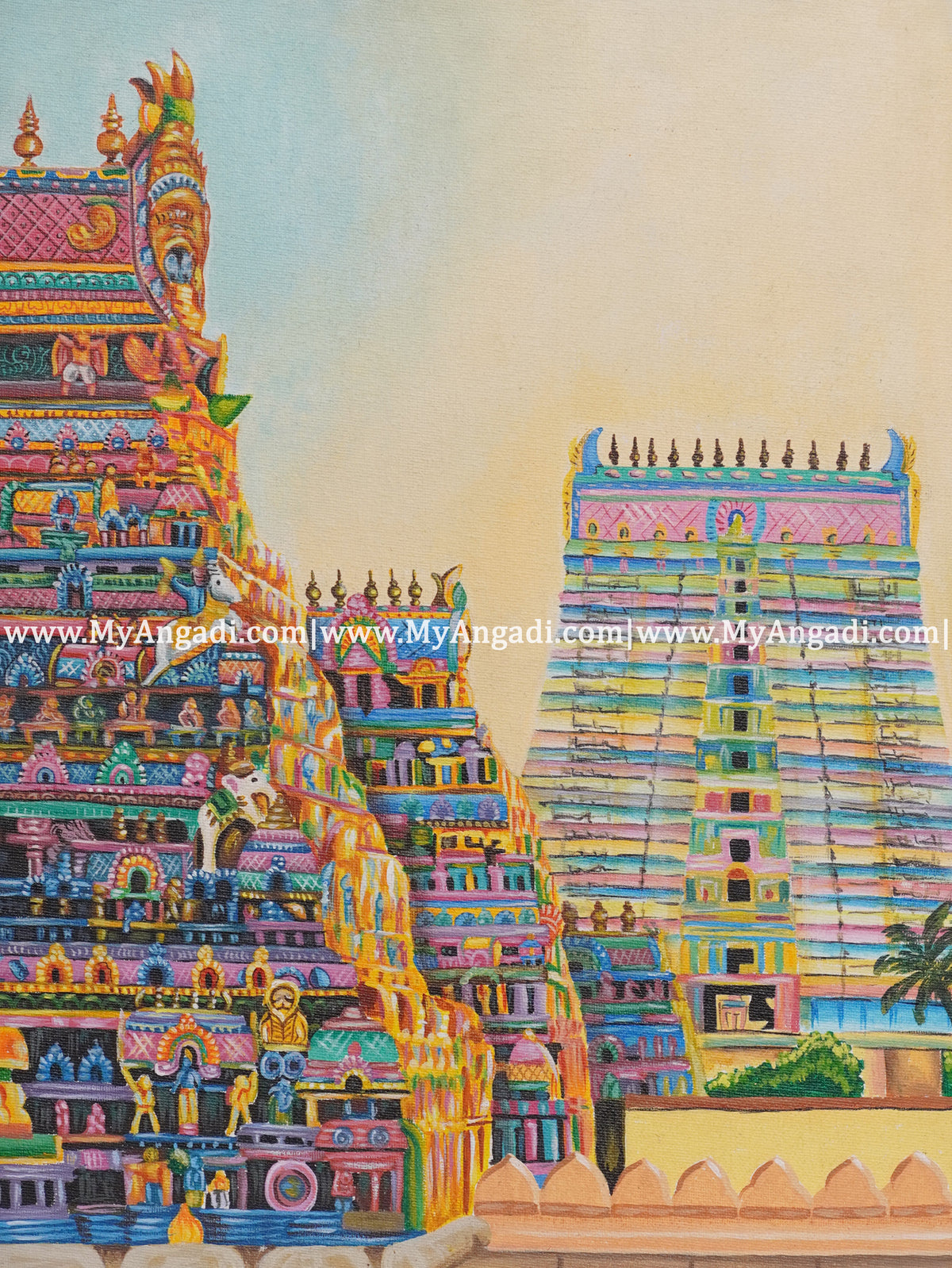 Srirangam Gopuram Canvas Painting