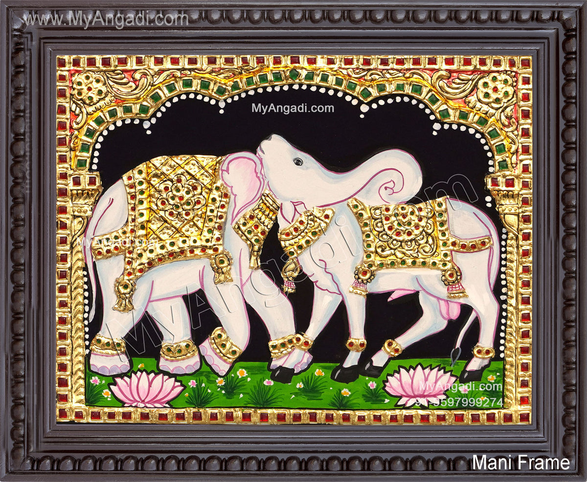 Airavateshwarar Temple Optical Illusion Cow Elephant Tanjore Painting