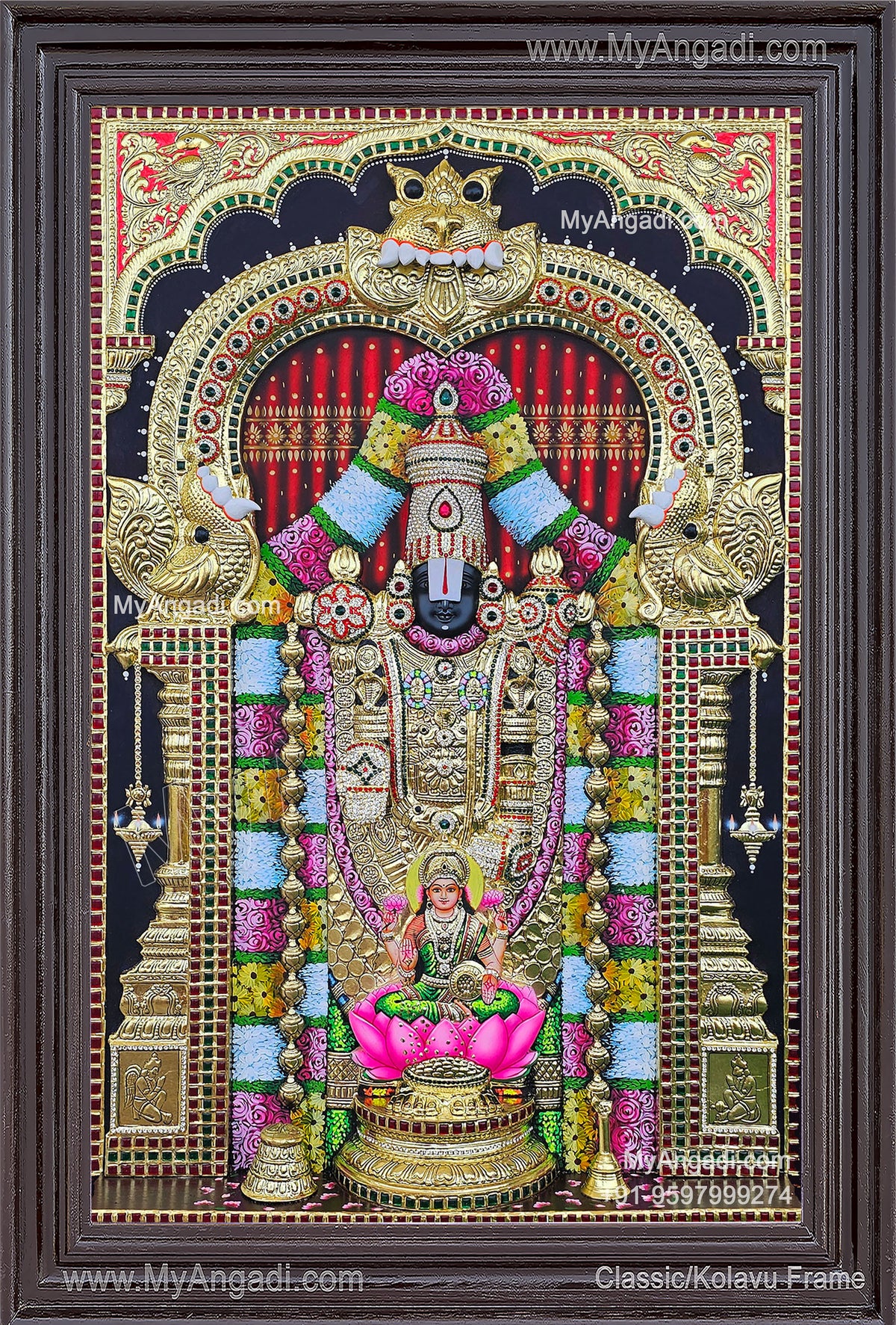 Embossed Balaji Lakshmi Tanjore Painting