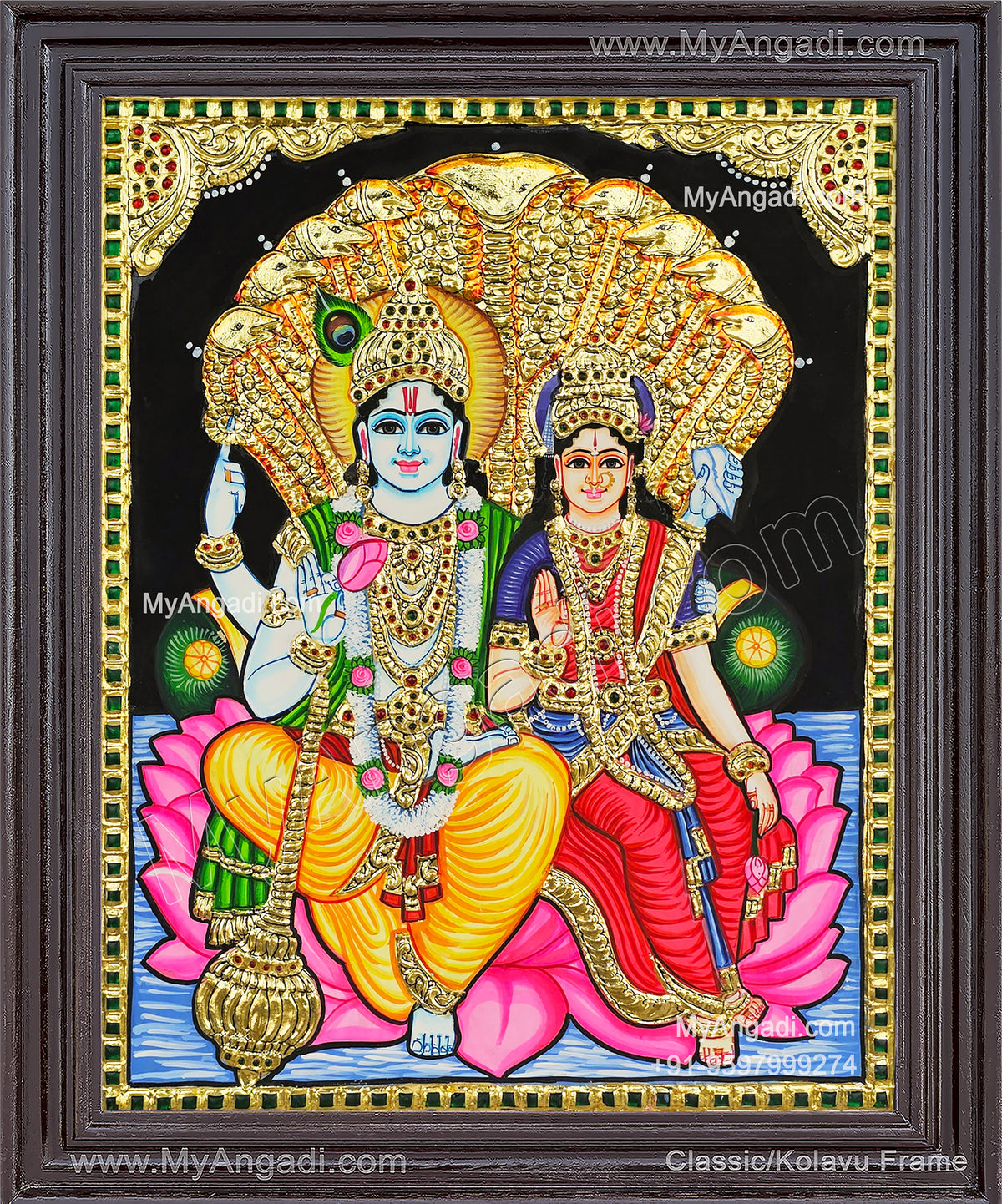 Vishnu Lakshmi Tanjore Painting