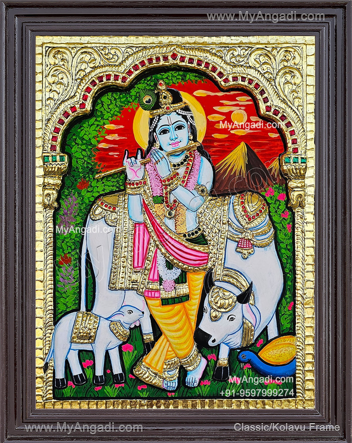 Cow Krishna Tanjore Painting