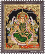 Gajalakshmi with Green Saree Tanjore Painting