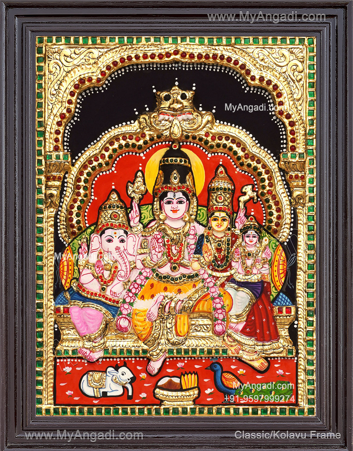 3D Shivan Family Tanjore Painting