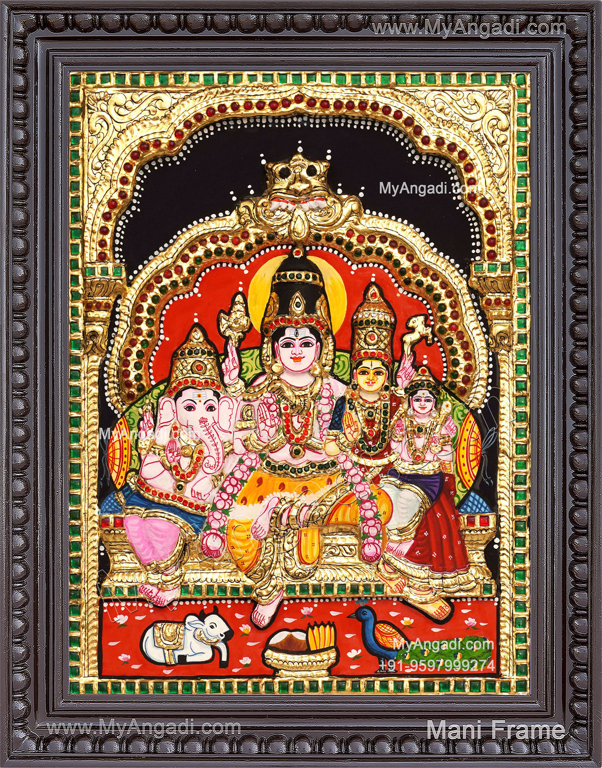 3D Shivan Family Tanjore Painting
