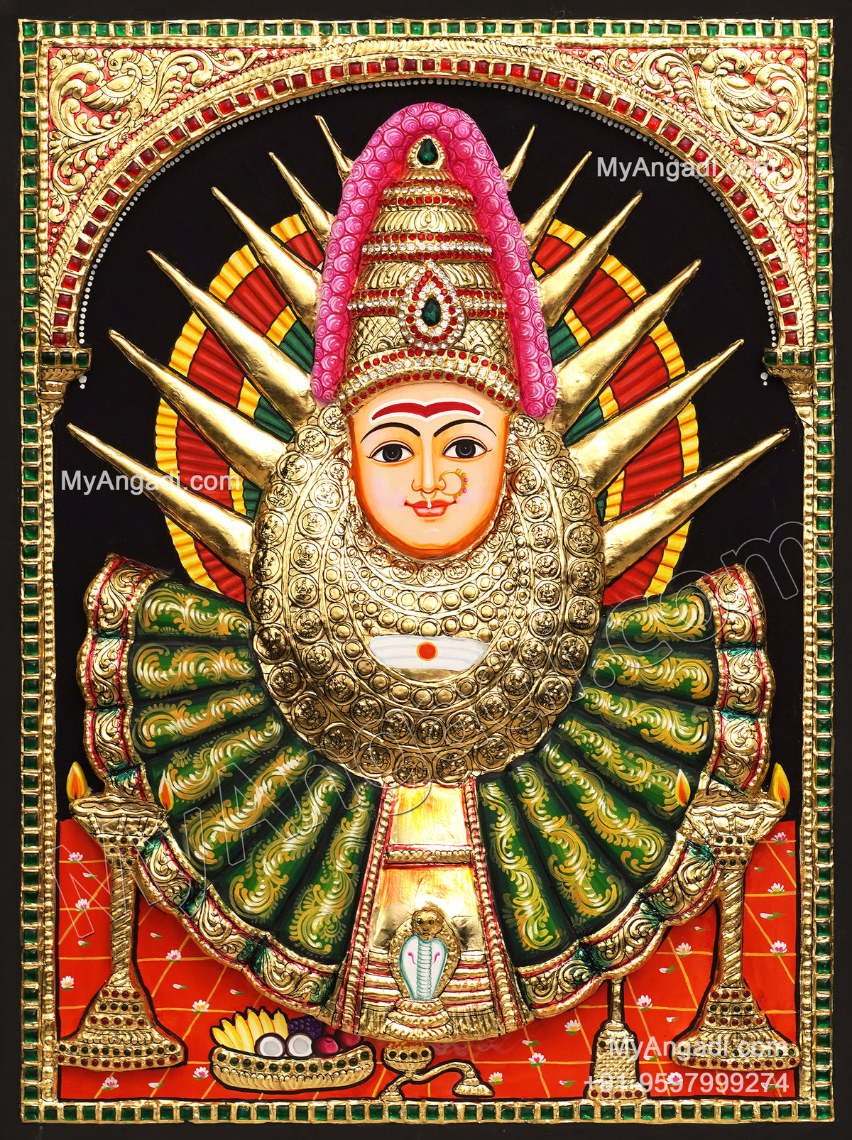 3D Yellama Devi Tanjore Painting