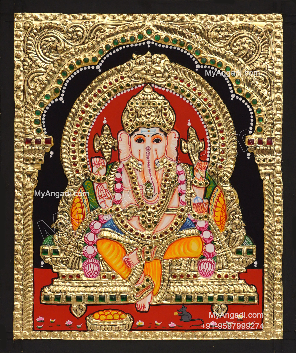 5 Set Ganesha Murugan Balaji Lakshmi Saraswathi Tanjore painting