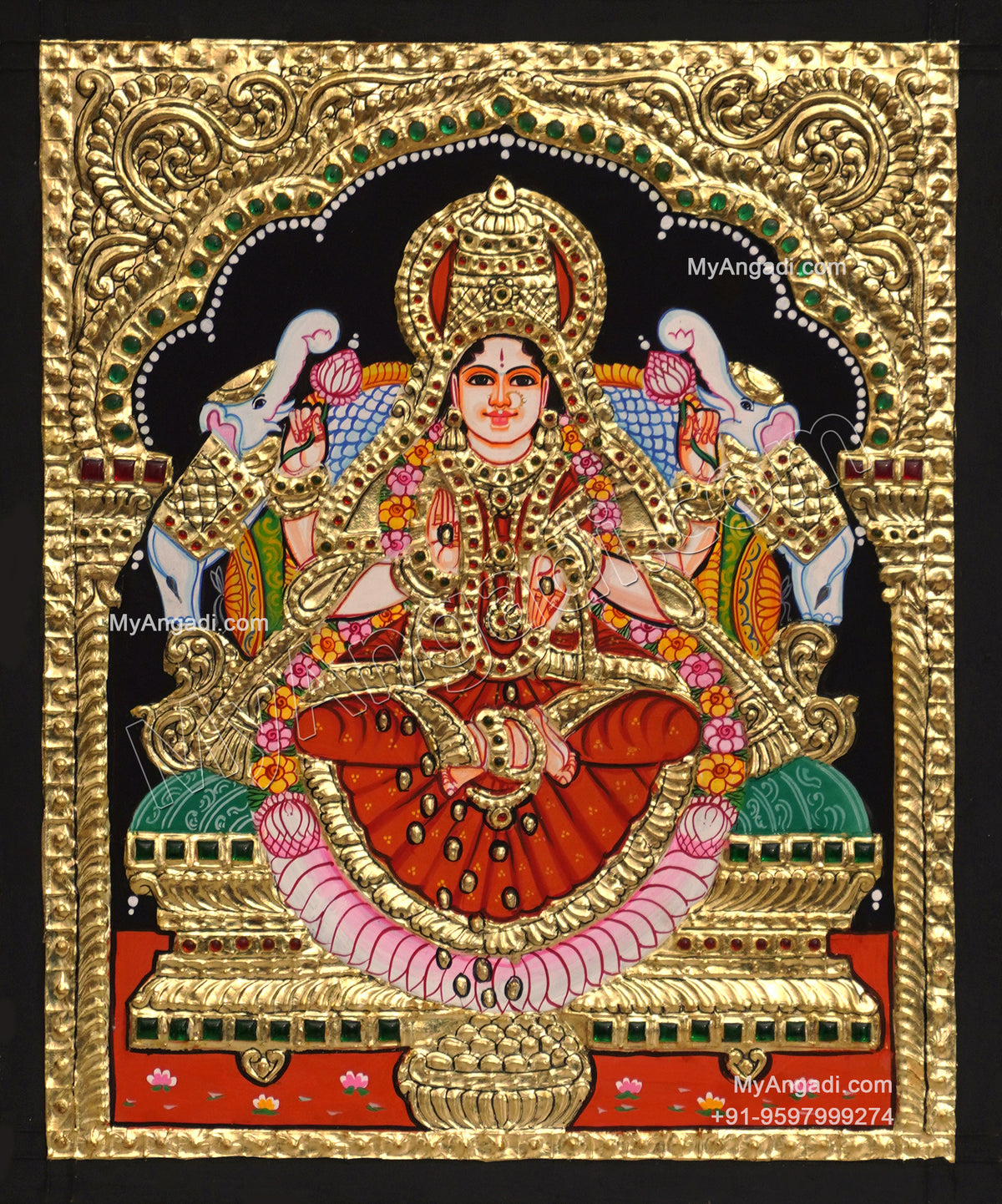 5 Set Ganesha Murugan Balaji Lakshmi Saraswathi Tanjore painting