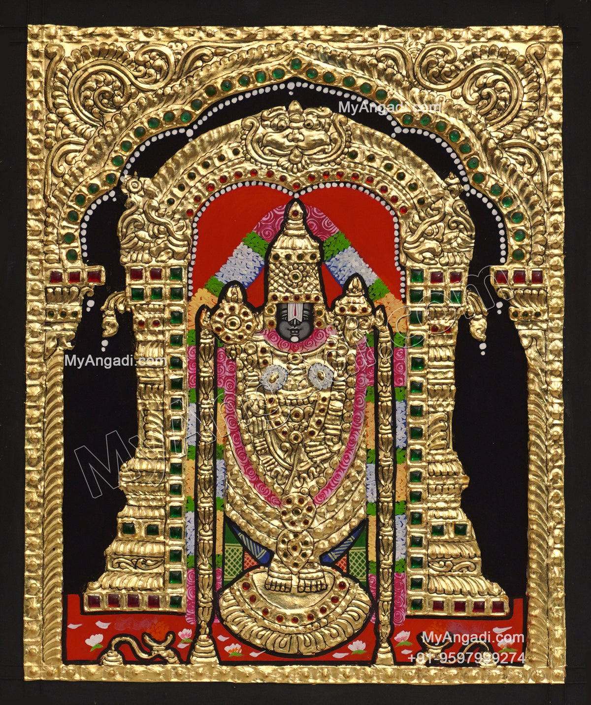 5 Set Ganesha Murugan Balaji Lakshmi Saraswathi Tanjore painting