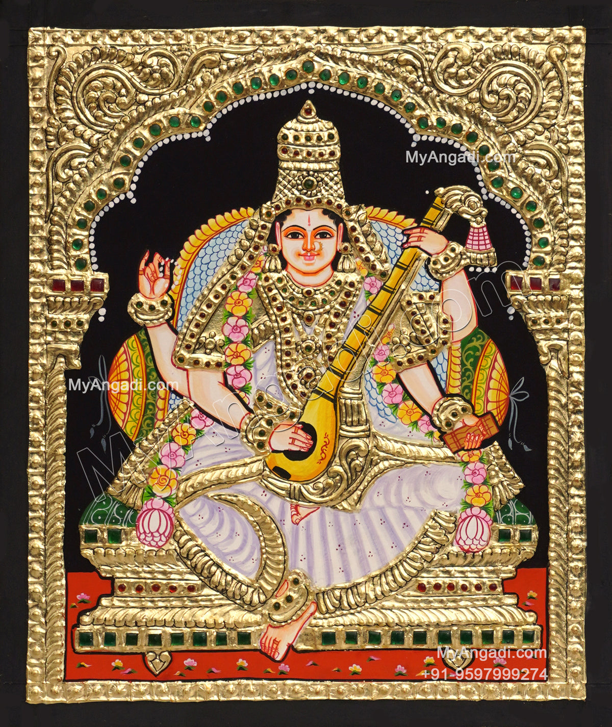 5 Set Ganesha Murugan Balaji Lakshmi Saraswathi Tanjore painting