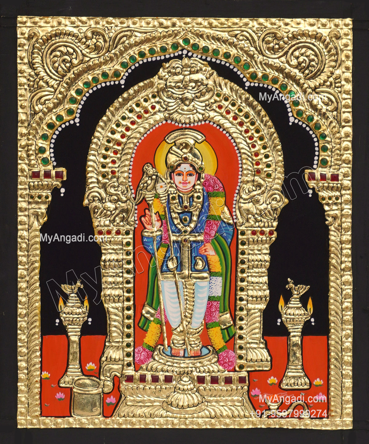 5 Set Ganesha Murugan Balaji Lakshmi Saraswathi Tanjore painting
