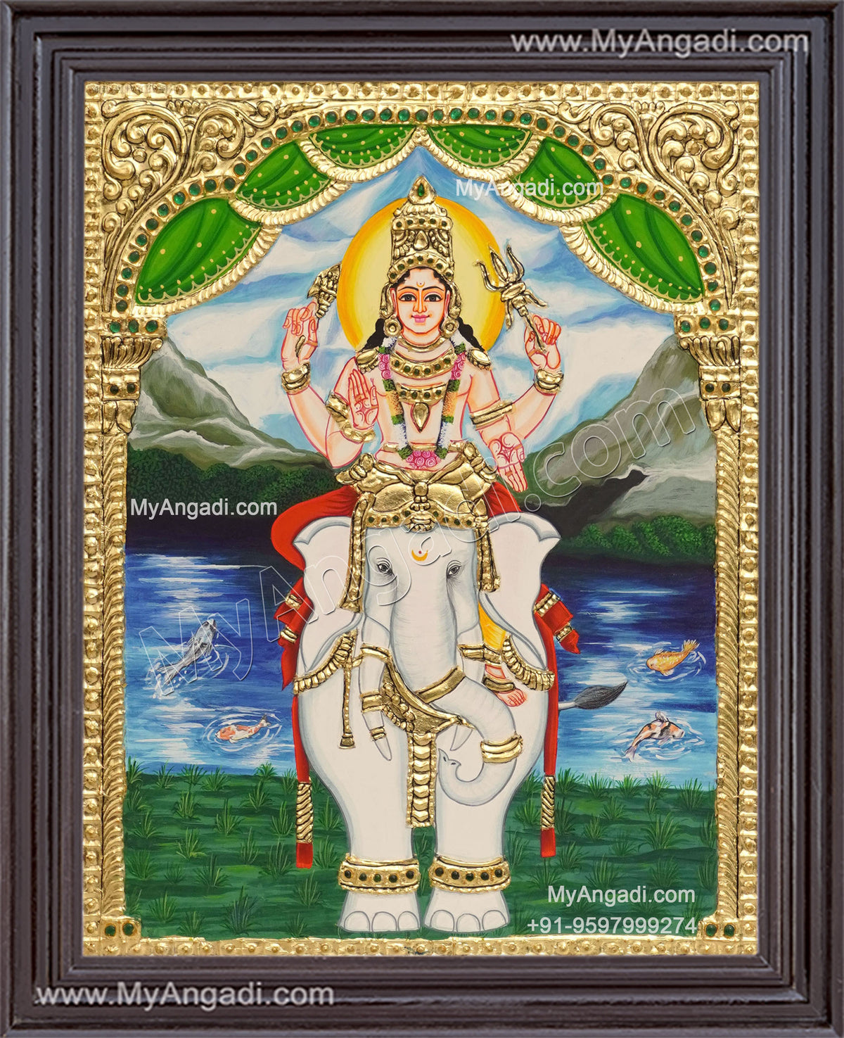 Indran Iravatham Tanjore Painting