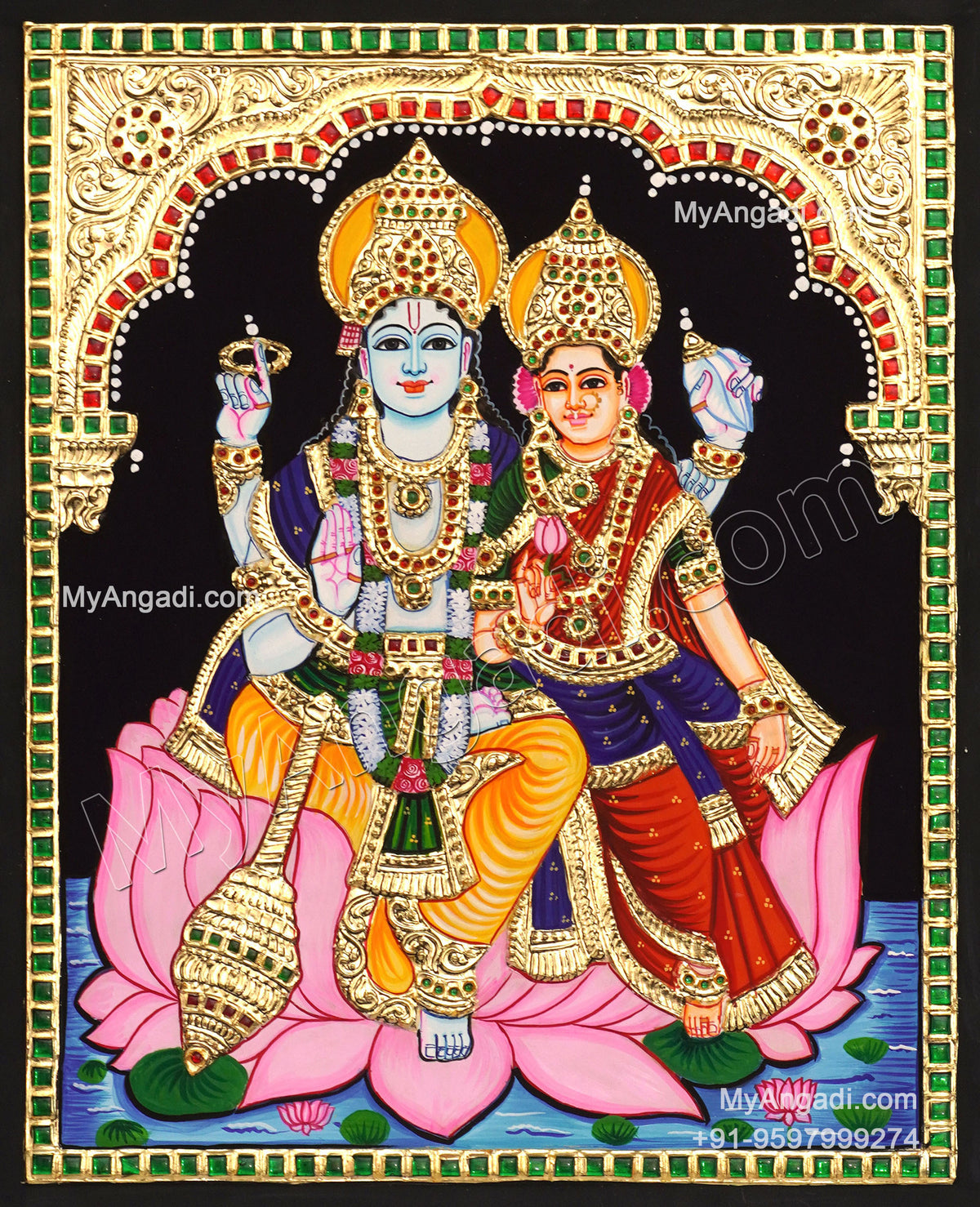 Vishnu Lakshmi Tanjore Painting