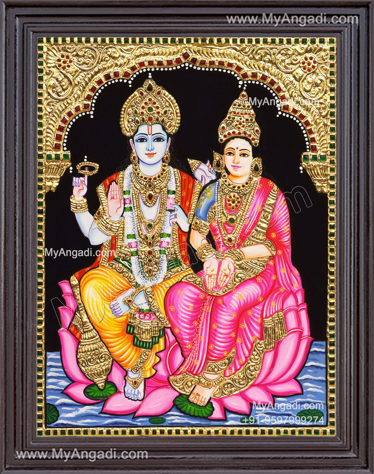 Vishnu Lakshmi Tanjore Painting