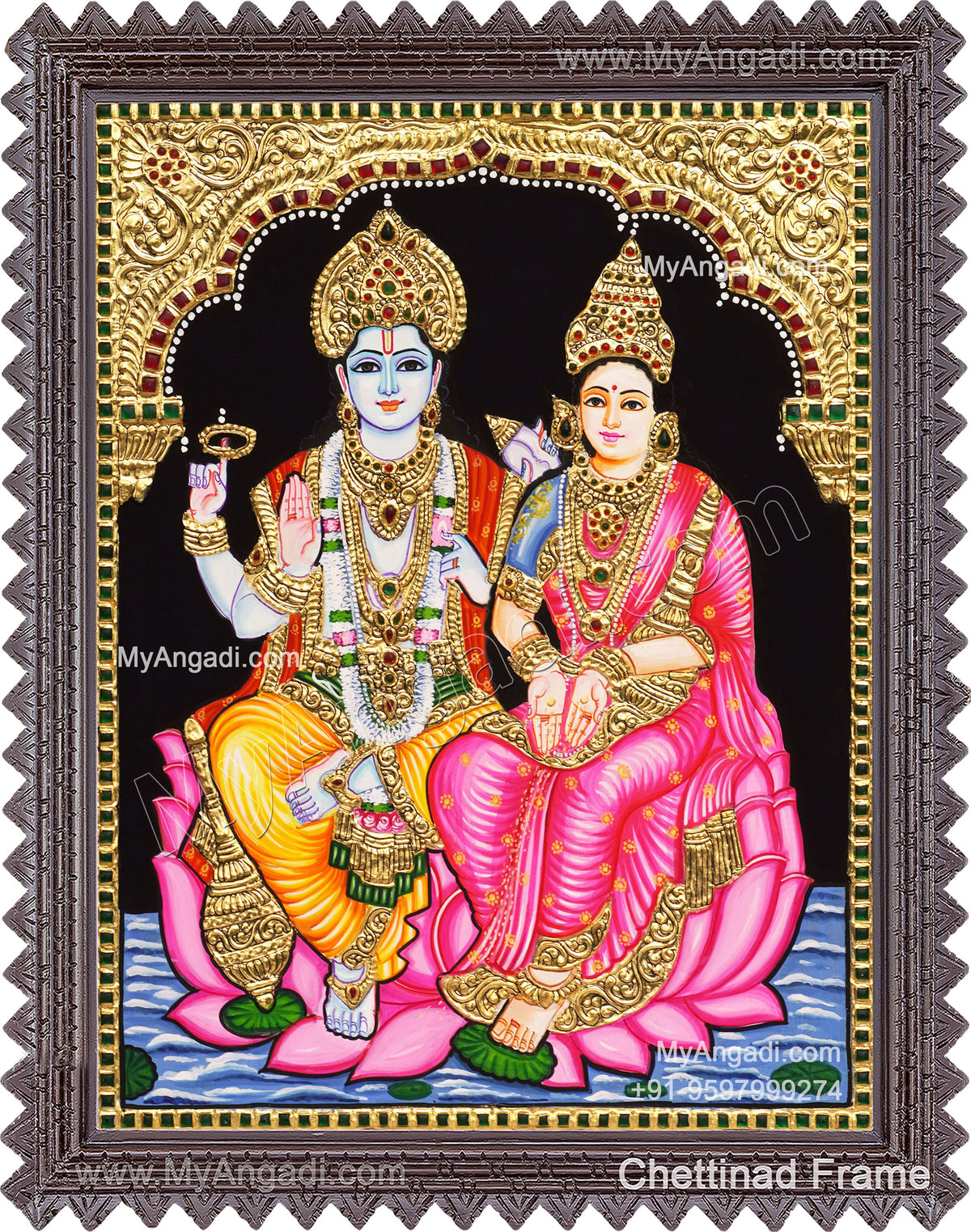 Vishnu Lakshmi Tanjore Painting