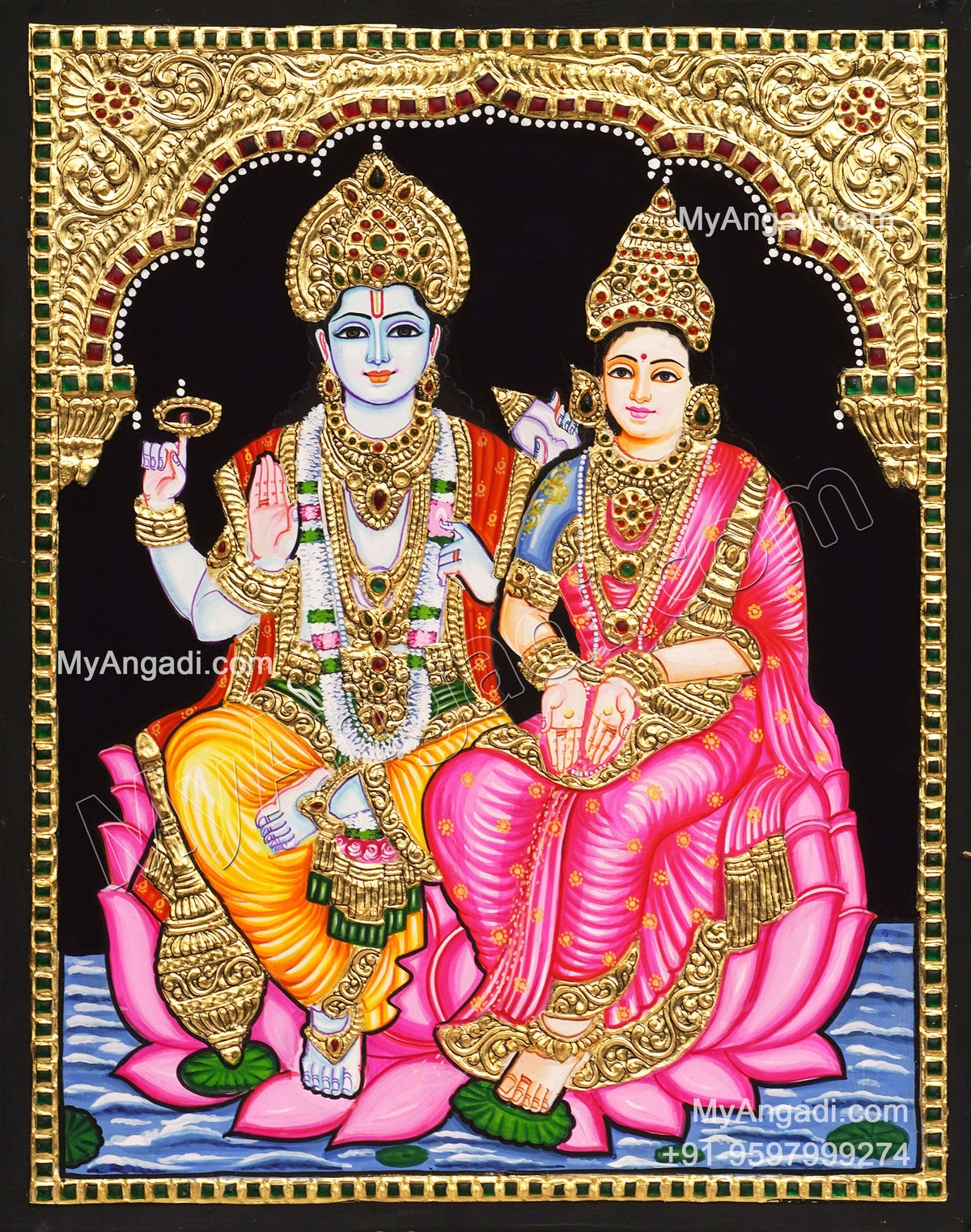 Vishnu Lakshmi Tanjore Painting