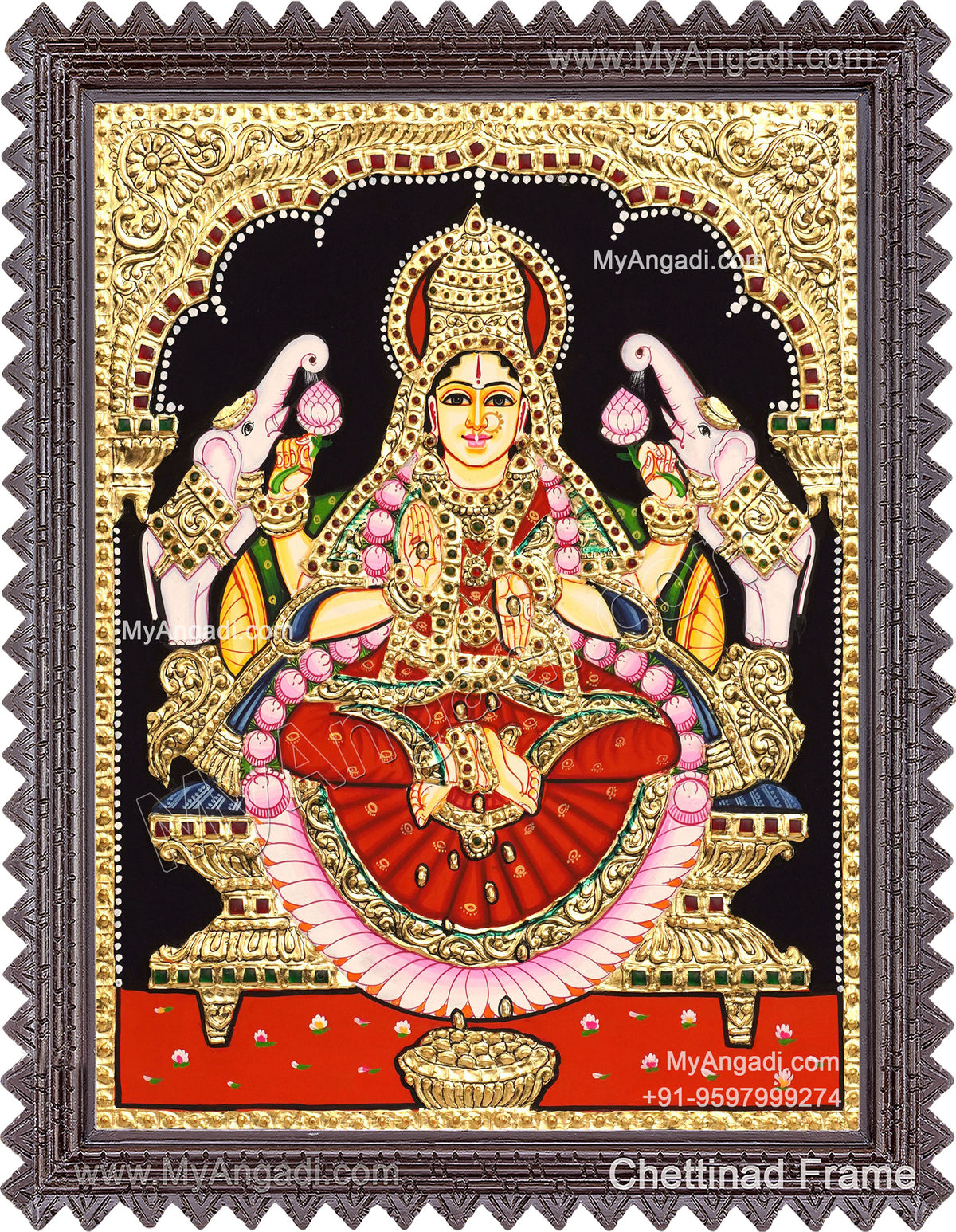 Gaja Lakshmi Tanjore Painting