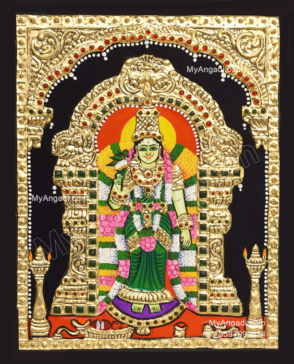 Madurai Meenakshi Amman Tanjore Painting