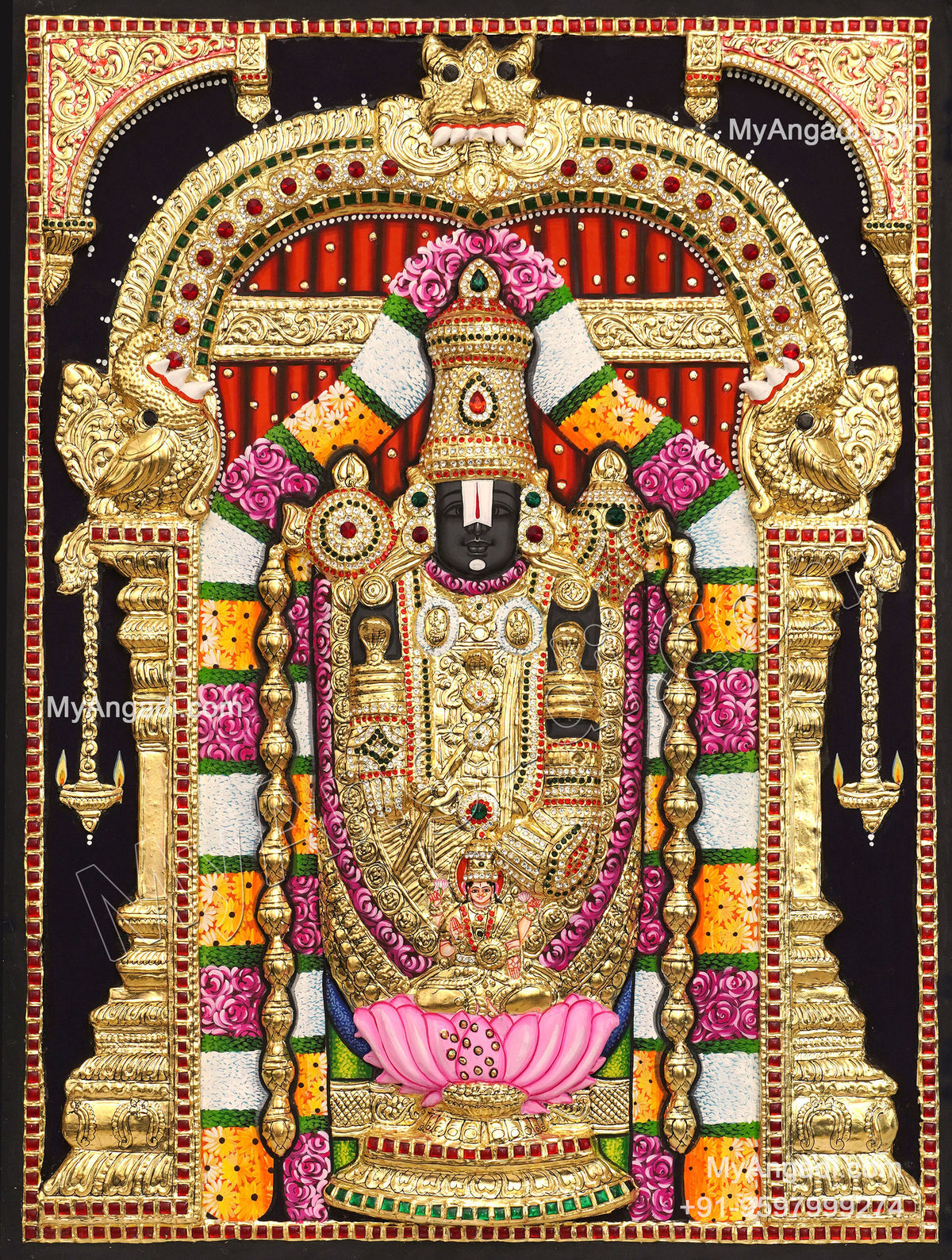 3D Balaji Lakshmi Tanjore Painting