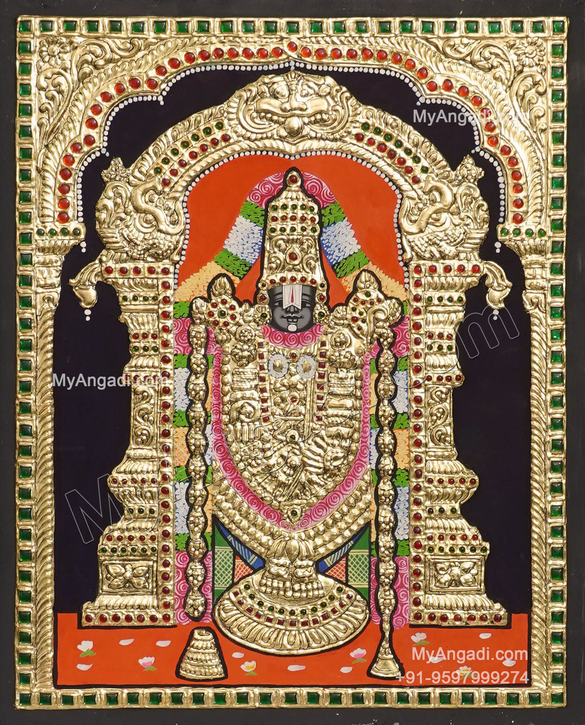 5 Set Ganesha Murugan Balaji Lakshmi Saraswathi Tanjore painting