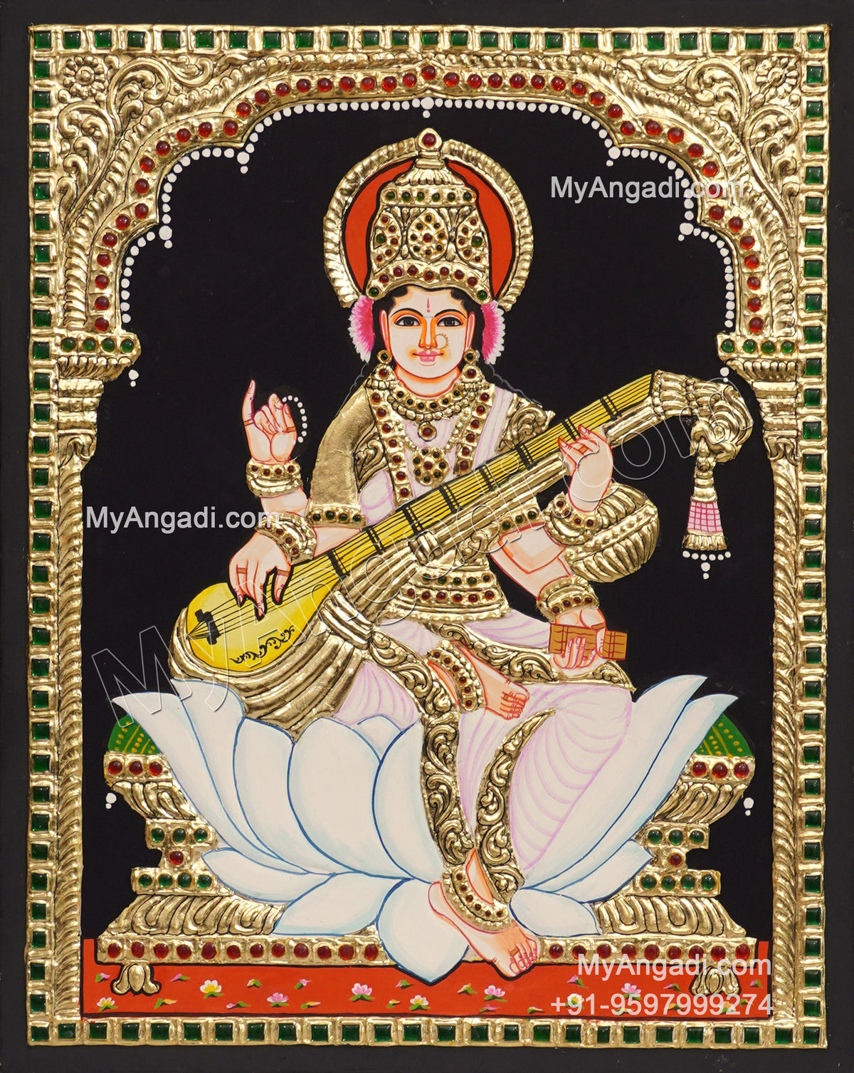 5 Set Ganesha Murugan Balaji Lakshmi Saraswathi Tanjore painting
