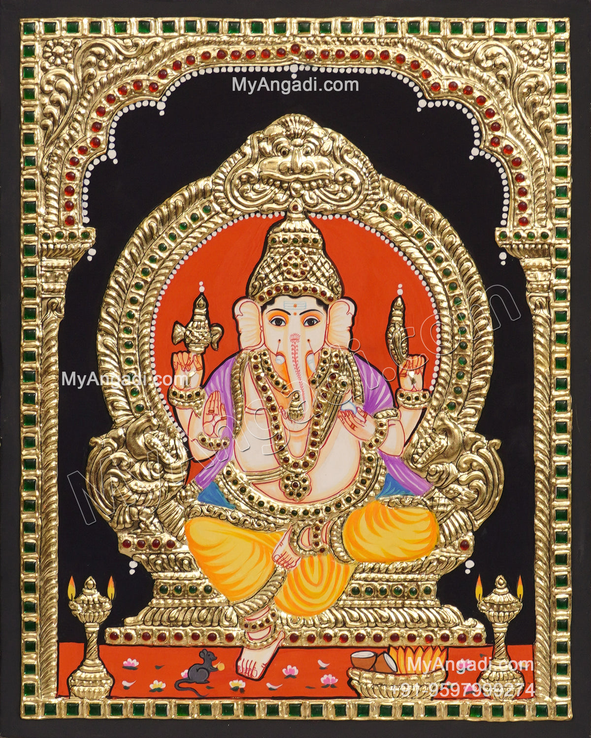 5 Set Ganesha Murugan Balaji Lakshmi Saraswathi Tanjore painting