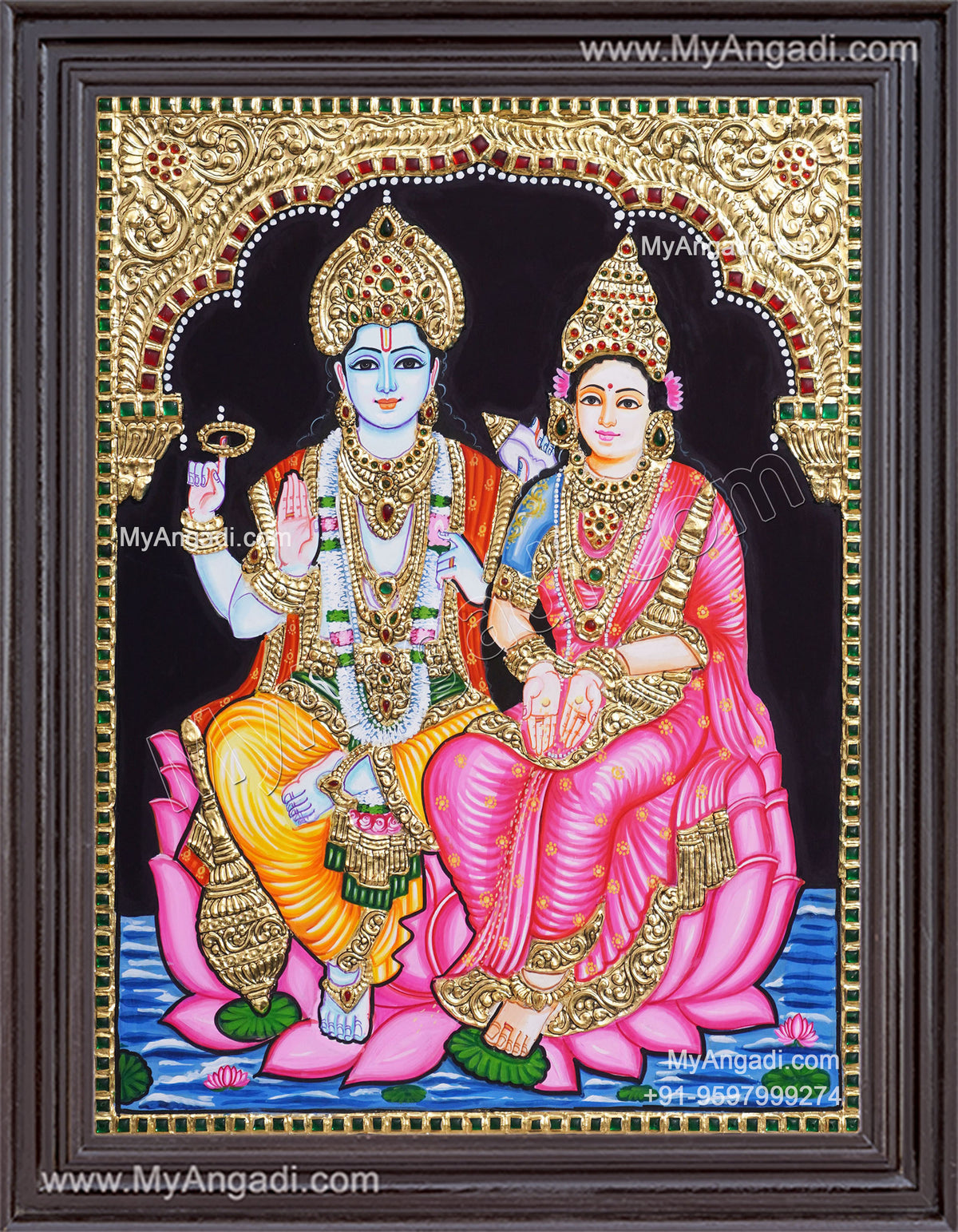 Vishnu Lakshmi Tanjore Painting