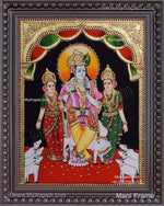 Krishna Bama Rukmani Tanjore Painting