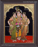 Krishna Bama Rukmani Tanjore Painting