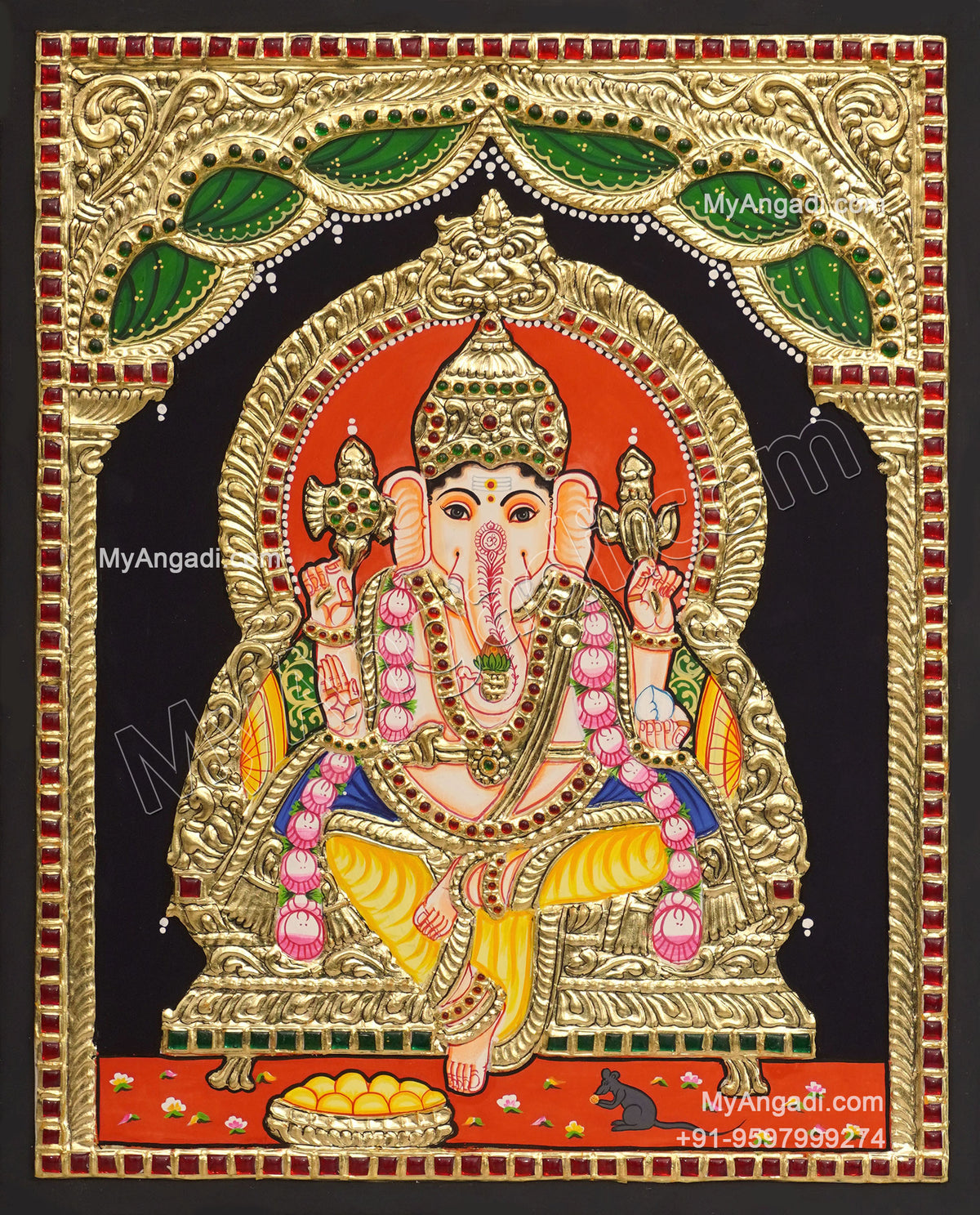 5 Set Ganesha Murugan Balaji Lakshmi Saraswathi Tanjore painting
