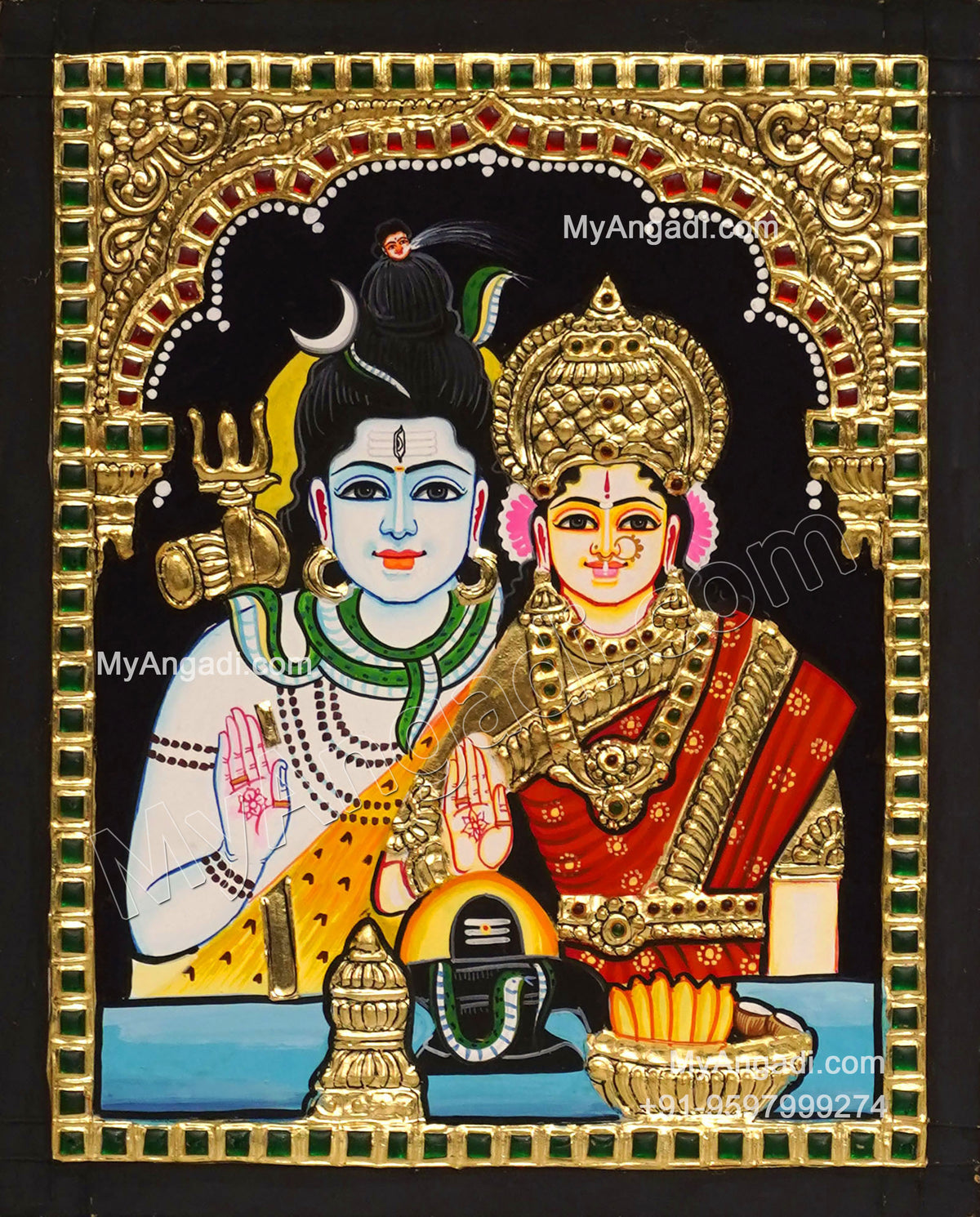 Shivan Parvathi Tanjore Painting