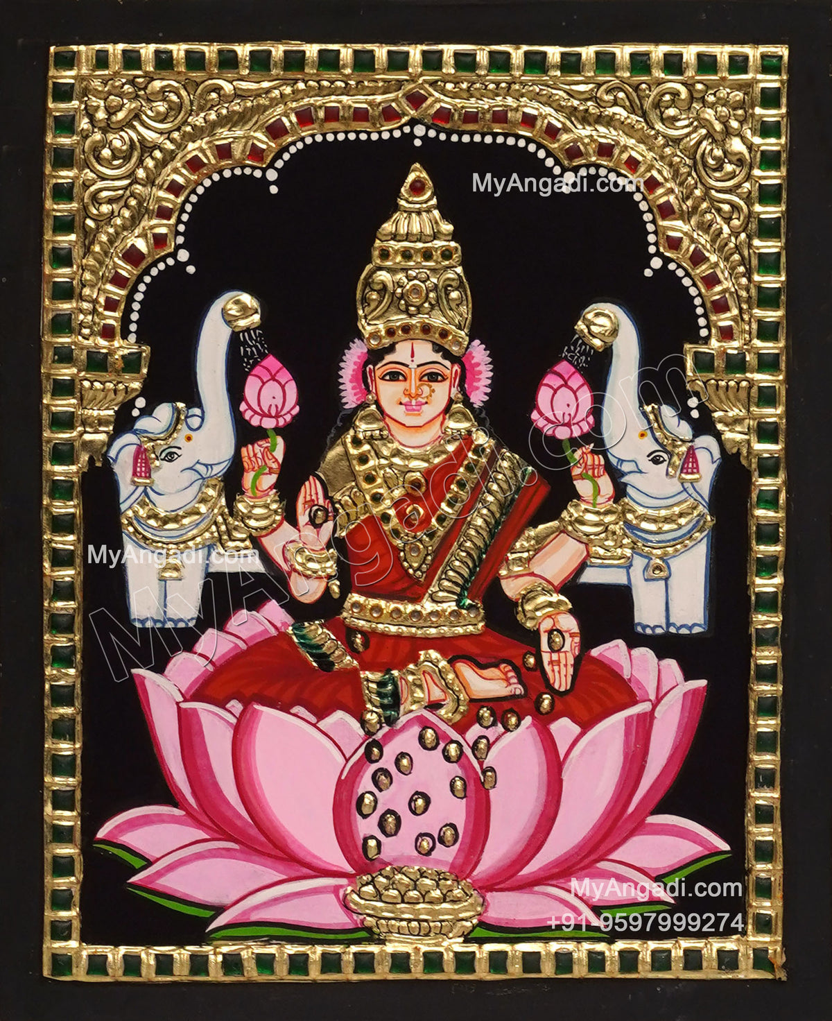 Gaja Lakshmi Tanjore Painting