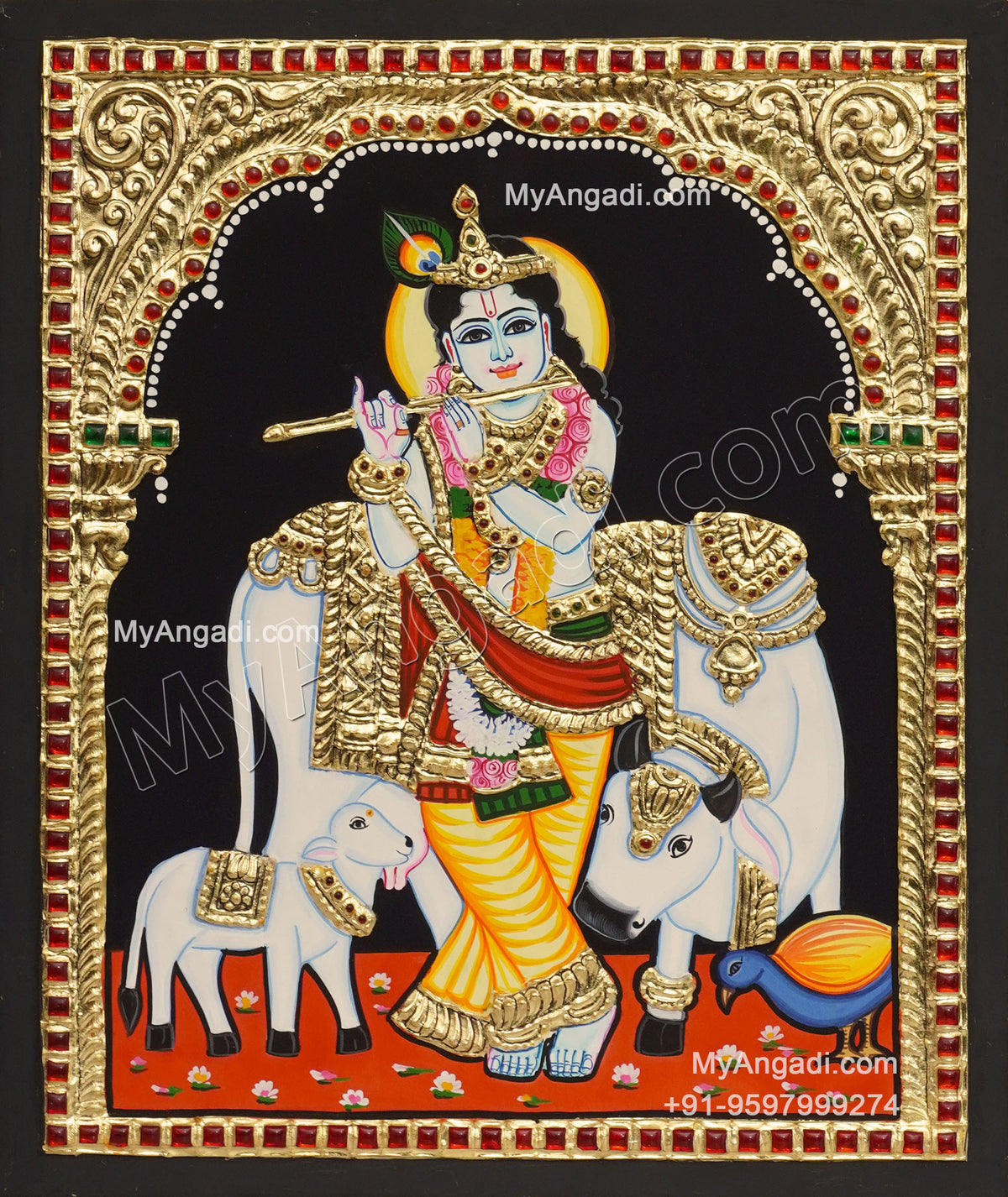 Cow Krishna Tanjore Painting