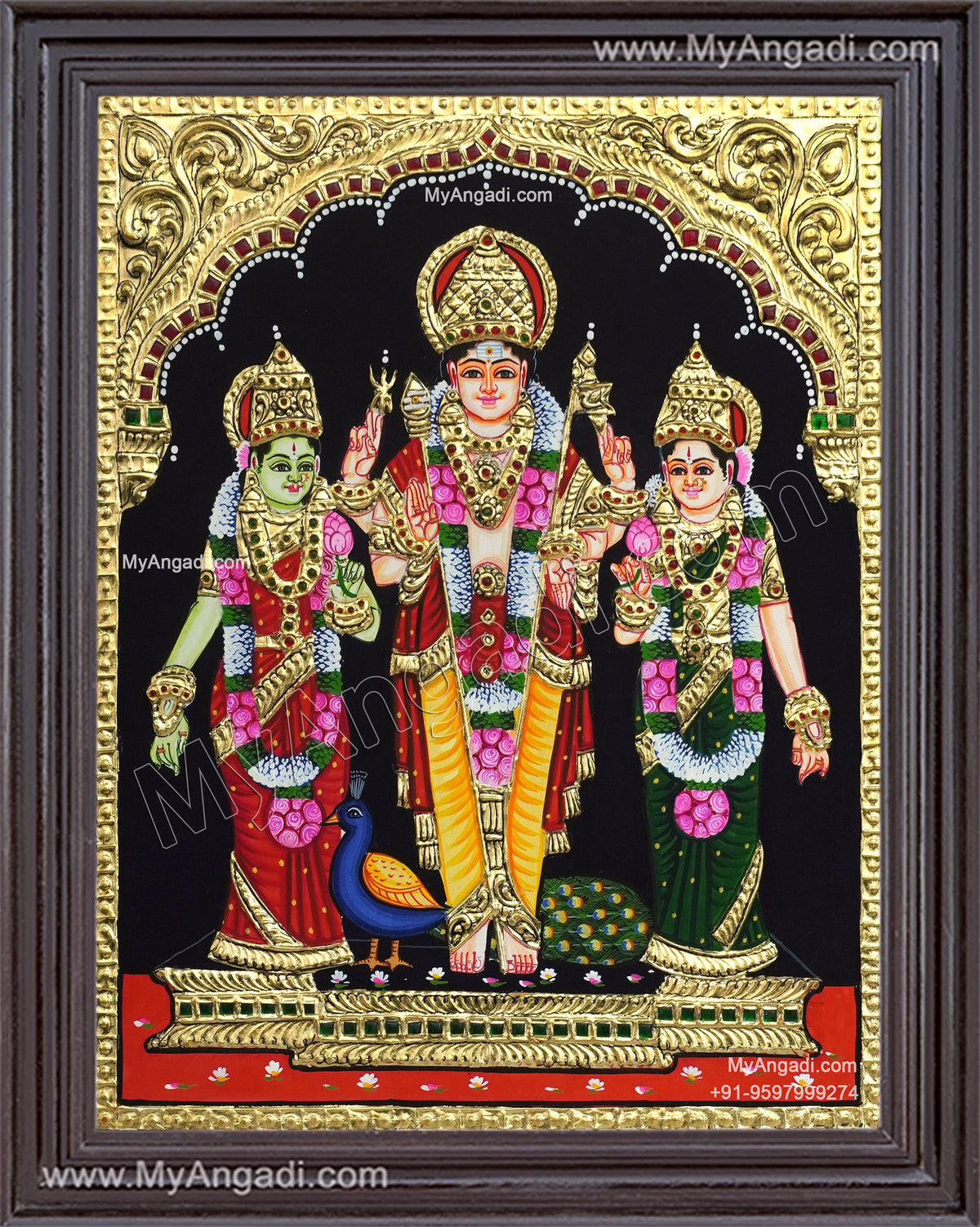 Murugan Valli Deivanai Tanjore Painting