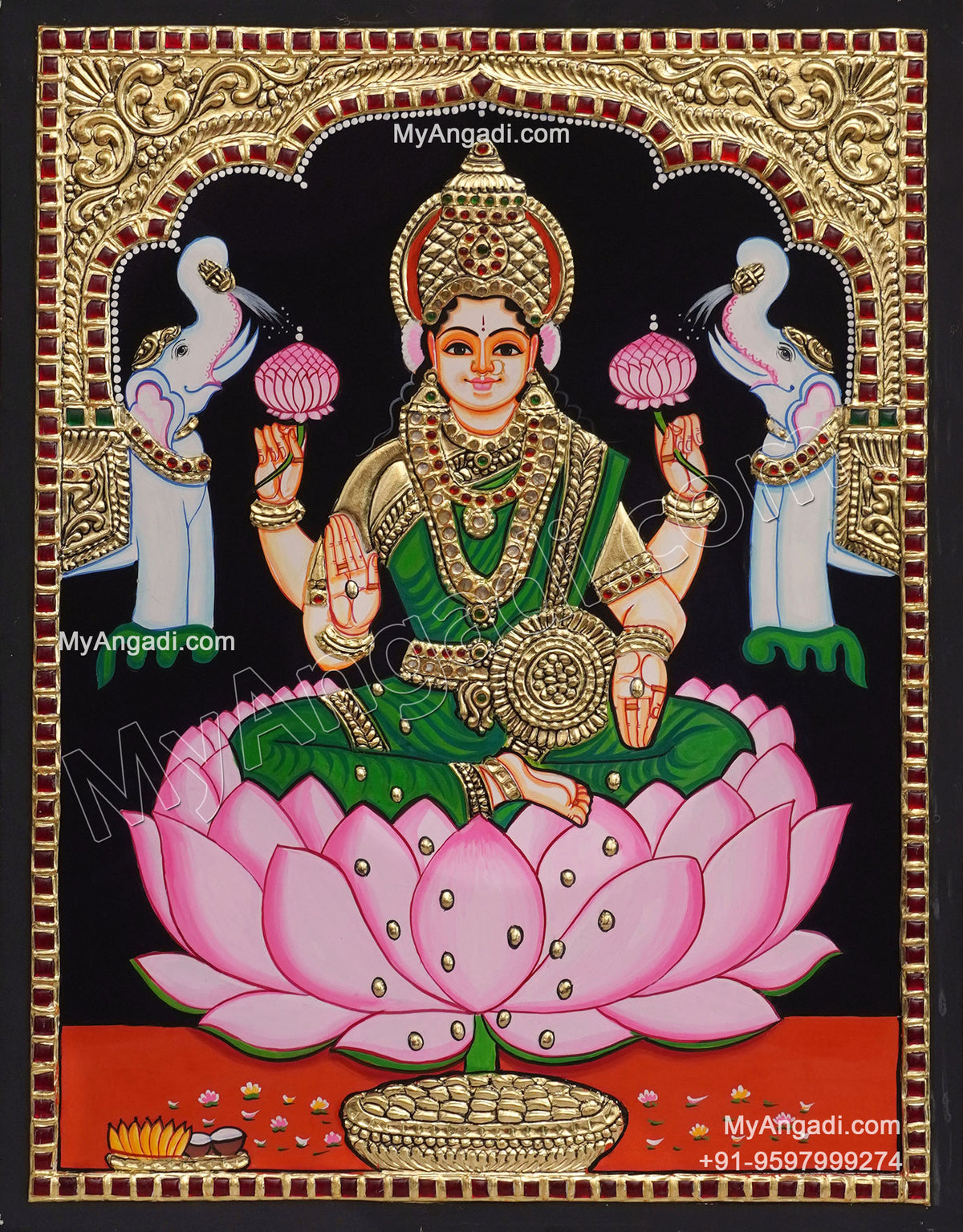 5 Set Ganesha Murugan Balaji Lakshmi Saraswathi Tanjore painting