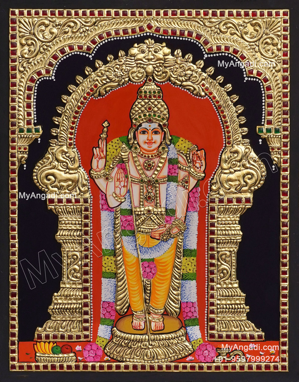 5 Set Ganesha Murugan Balaji Lakshmi Saraswathi Tanjore painting